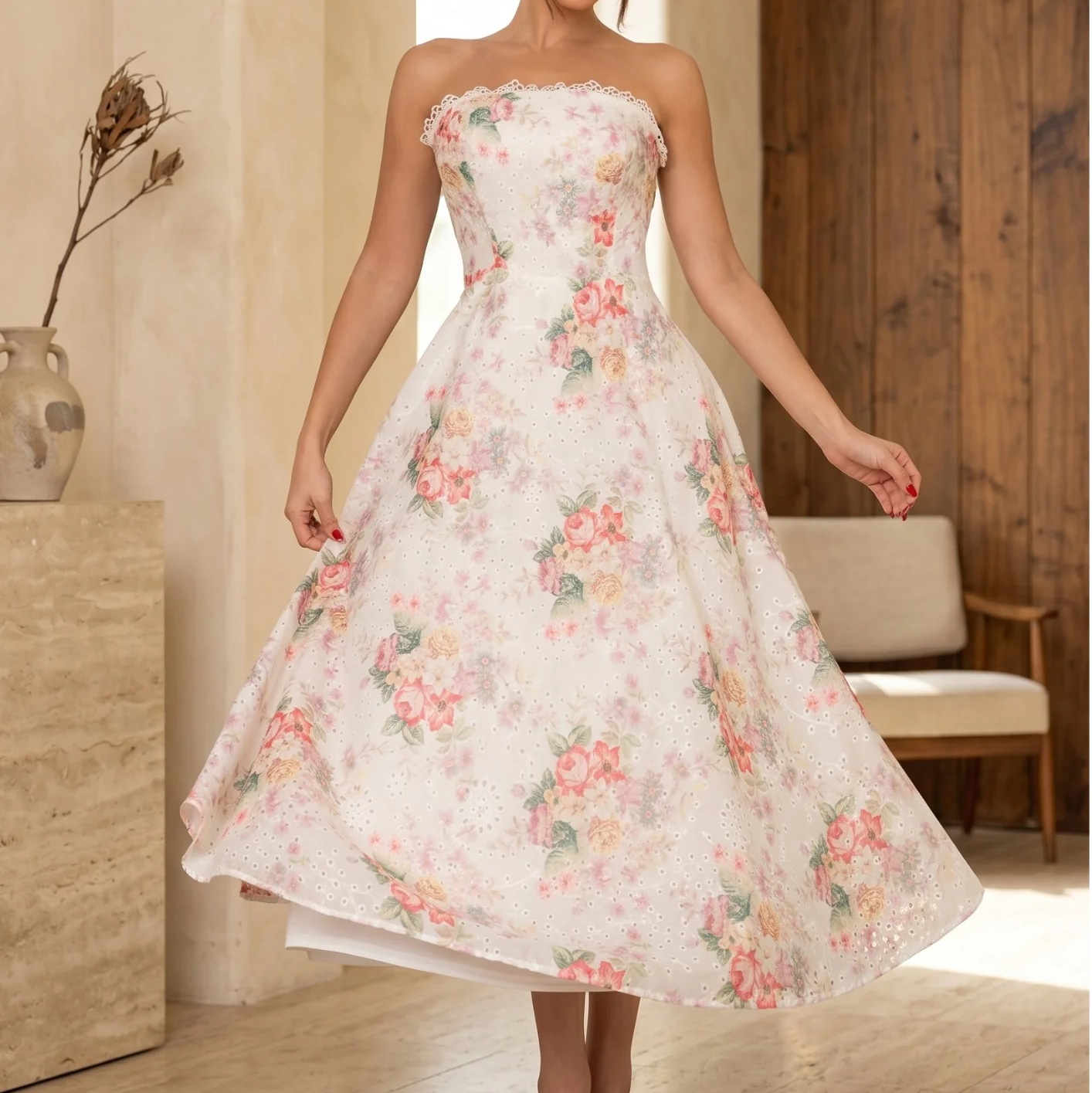French Pastoral Tube Top Dress