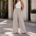 Solid Color Casual Wide Leg Trousers